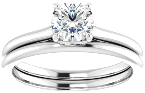 Sužadėtuvių Žiedas „Solitaire“ 585 Baltojo Aukso Round 5.5mm (8)