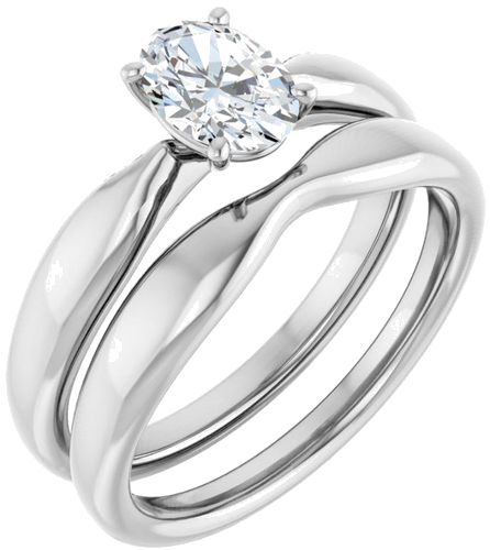 Sužadėtuvių Žiedas „Solitaire“ 585 Baltojo Aukso Oval 7mm x 5mm (6)