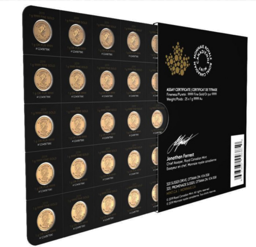 25 x 1 g Maplegram Klevo lapo auksinės monetos Kanada (4)