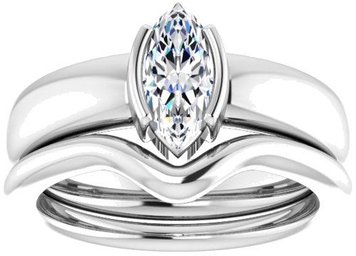 Sužadėtuvių Žiedas „Half Bezel Solitaire“ 585 Baltojo Aukso Marquise 9mm x 4.5mm (8)