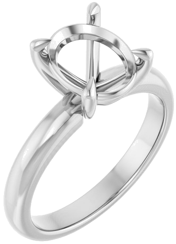 Sužadėtuvių Žiedas „Solitaire“ 585 Baltojo Aukso Oval 10mm x 8mm (1)