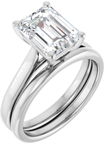 Platinum 9x7 mm Emerald Engagement Ring Mounting (6)