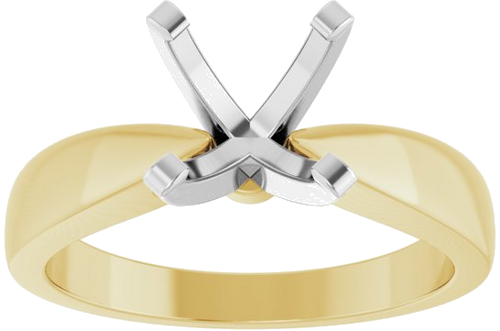 14K Yellow White 8 mm Round Solitaire Engagement Ring Mounting (3)