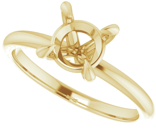 14K Yellow  7 mm Round Solitaire Engagement Ring Mounting (5)