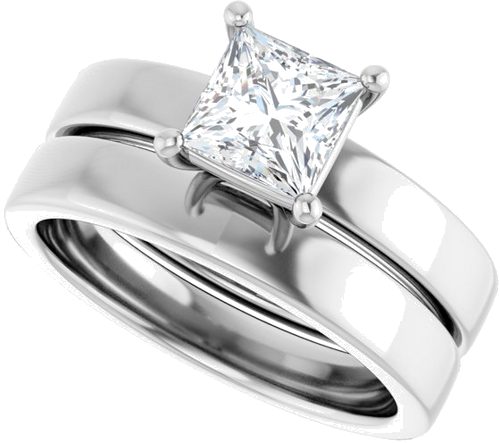 Sužadėtuvių Žiedas „Solitaire“ 417 Baltojo Aukso Square 5.5mm (10)