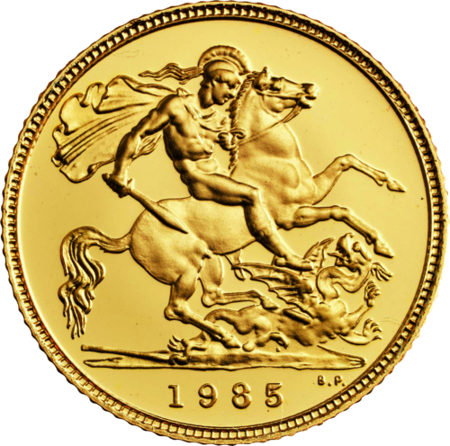 1/2 соверена Елизаветы II (1985-1997) золотая монета (2)