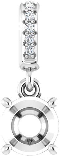 14K White 6 mm Round .03 CTW Natural Diamond Semi-Set Pendant (1)