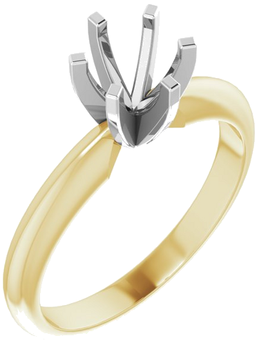 Sužadėtuvių Žiedas „Light Solitaire“ 585 Baltojo Ir Geltonojo Aukso Round 5.7mm x 6mm (1)