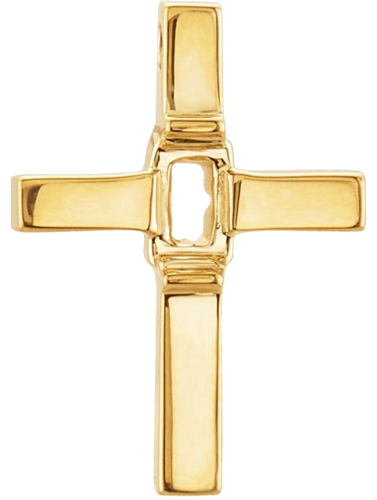 14K Yellow 5x3 mm Emerald Cross Pendant Mounting (1)