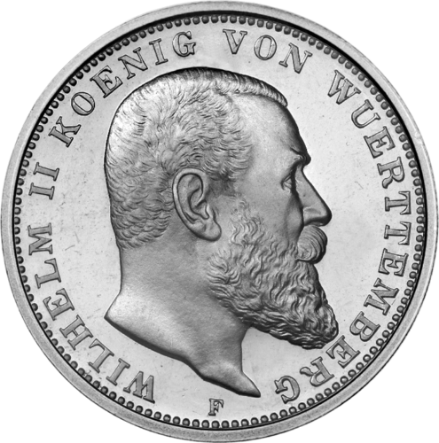 3 Marks Wilhelm II Wuerttemberg (1908-1914) German Empire Silver Coin (1)