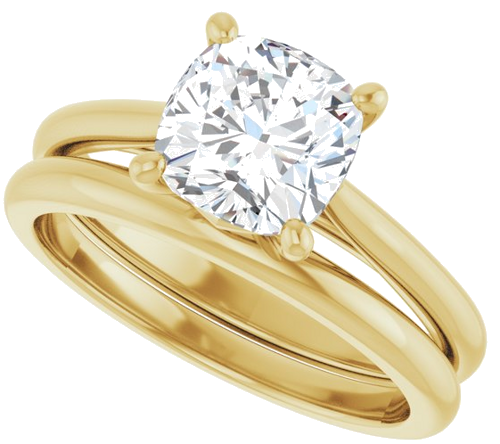 14K Yellow 7 mm Cushion Solitaire Engagement Ring Mounting (10)