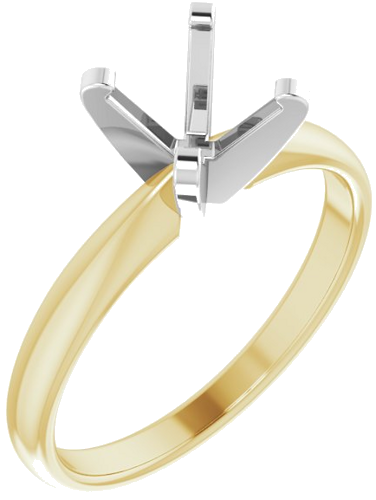 14K Yellow White 6.6-7.2 mm Round Solitaire Engagement Ring Mounting (1)