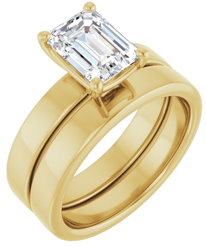 Sužadėtuvių Žiedas „Solitaire“ 585 Geltonojo Aukso Emerald 8mm x 6mm (6)