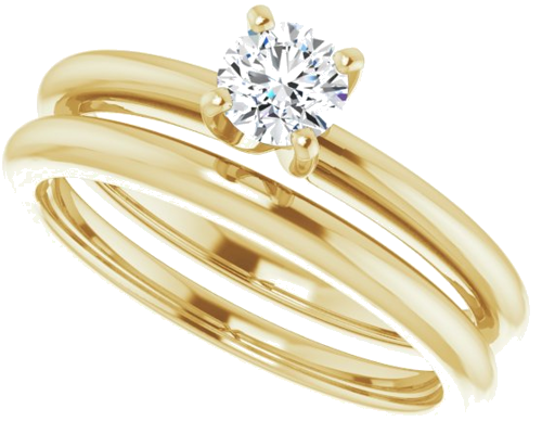 14K Yellow  4.4 mm Round Solitaire Engagement Ring Mounting (10)