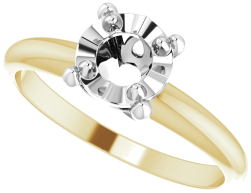 14K Yellow   White 4.6 mm Round 4-Prong Illusion Solitaire Ring Mounting (5)