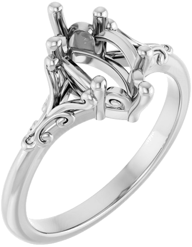 Sužadėtuvių Žiedas „Solitaire“ 585 Baltojo Aukso Marquise 10mm x 5mm (1)