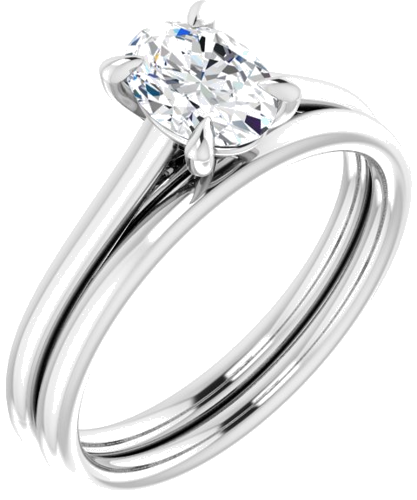 14K White  7x5 mm Oval Solitaire Engagement Ring Mounting (6)