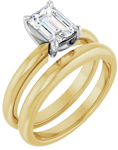 14K Yellow White 7x5 mm Emerald Solitaire Engagement Ring Mounting (6)