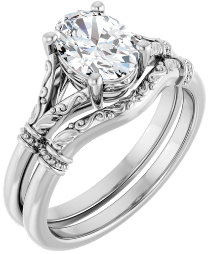 Platinum 8x6 mm Oval Solitaire Engagement Ring Mounting (6)