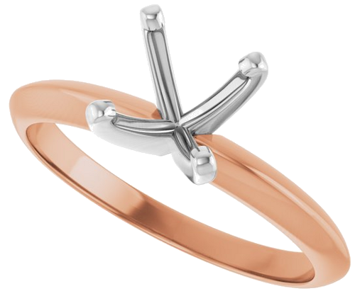 14K Rose White 6.6-7.2 mm Round 4-Prong Light Solitaire Ring Mounting (5)