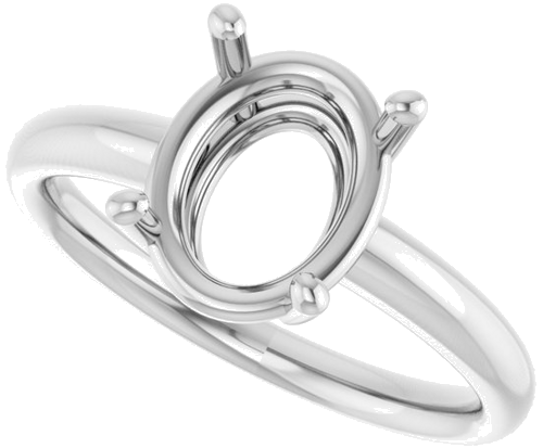 14K White 10x8 mm Oval Engagement Ring Mounting (5)