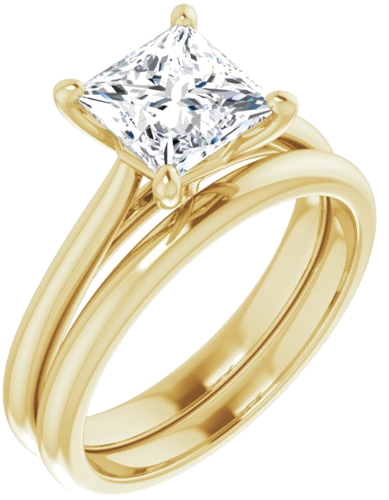 14K Yellow 6.5 mm Square Solitaire Engagement Ring Mounting (6)