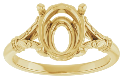 14K Yellow 10x8 mm Oval Solitaire Engagement Ring Mounting (3)