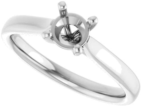 14K White 5.2 mm Round Engagement Ring Mounting (5)