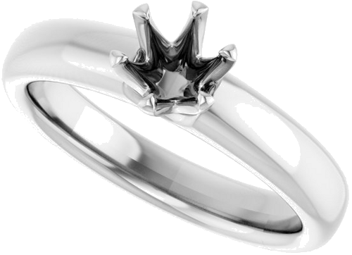 14K White 5.2 mm Round Engagement Ring Mounting (5)
