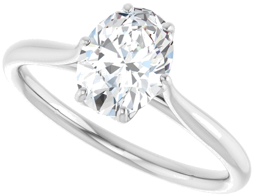 Sužadėtuvių Žiedas „Solitaire“ 585 Baltojo Aukso Oval 8mm x 6mm (10)