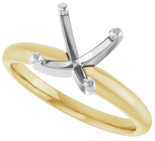 14K Yellow   White 7.8-8.6 mm Round 4-Prong Solitaire Ring Mounting (5)