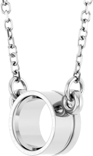 14K White 5.2 mm Round Bezel-Set Solitaire 18  Necklace Mounting (2)