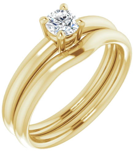 Sužadėtuvių Žiedas „Solitaire“ 585 Geltonojo Aukso Round 4.4mm (6)