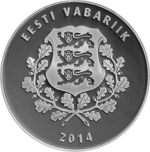 2014 Igaunija Miina Harma 150 gadu jubilejas 10 eiro sudraba monēta (2)