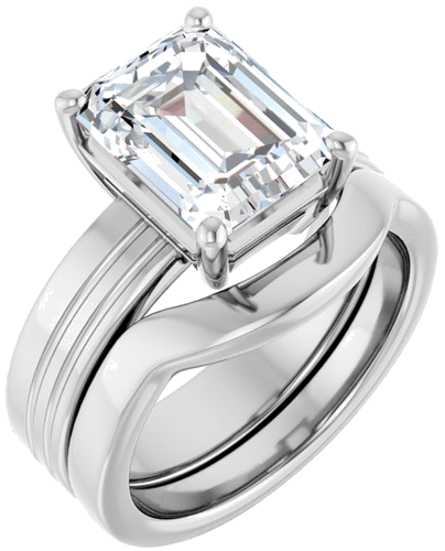 14K White 10x8 mm Emerald Solitaire Engagement Ring Mounting (6)