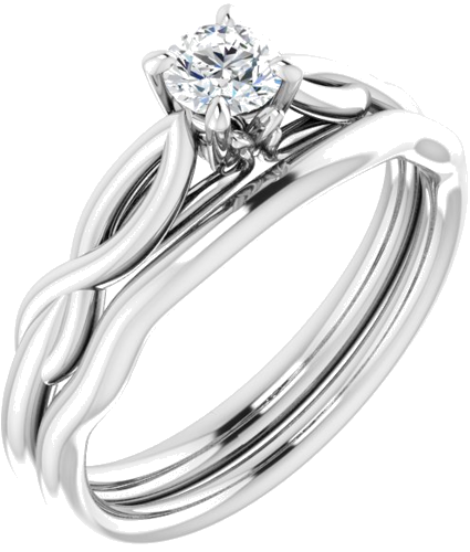 Sužadėtuvių Žiedas „Solitaire“ 585 Baltojo Aukso Round 4.1mm (6)