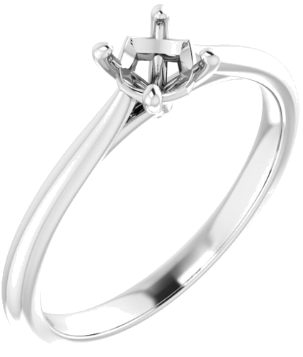 14K White 4.8 mm Round Solitaire Engagement Ring Mounting (1)