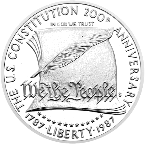 1987 Konstitucija JAV 1 doleris sidabrinė moneta (2)