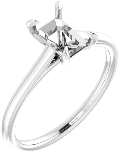 10K White  7x5 mm Emerald Solitaire Engagement Ring Mounting (1)