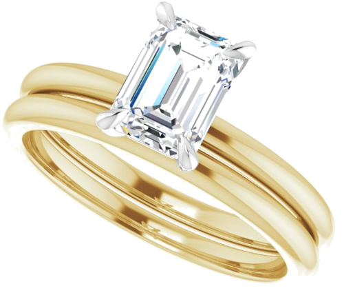 Sužadėtuvių Žiedas „Solitaire“ 585 Baltojo Ir Geltonojo Aukso Emerald 7mm x 5mm (10)