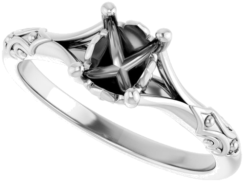 Sužadėtuvių Žiedas „Solitaire Split Shank“ 585 Baltojo Aukso Oval 7mm x 5mm (5)