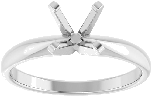 14K White 6.0-6.6 mm Round Solitaire Engagement Ring Mounting (3)