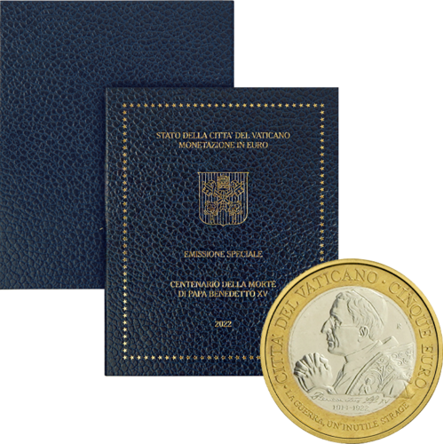 2022 Ватикана BU Комплект евро монети с монета от 5 евро (1)