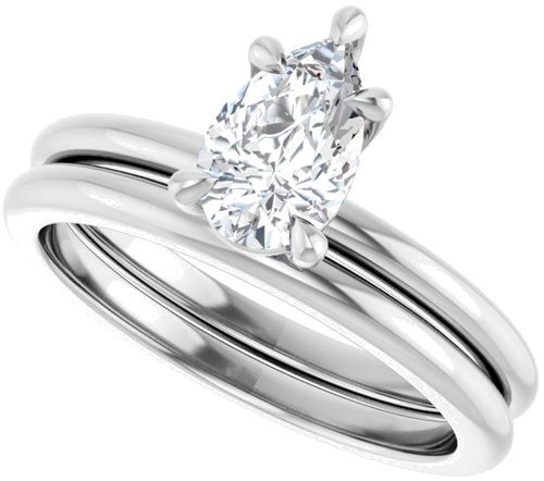 14K White 8x5 mm Pear Solitaire Engagement Ring Mounting (8)