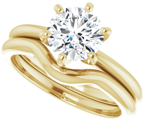 Sužadėtuvių Žiedas „Solitaire“ 585 Geltonojo Aukso Round 7mm (10)