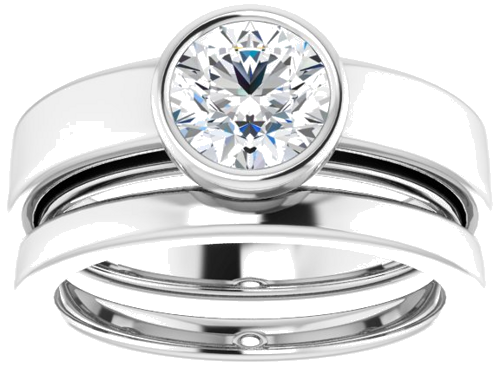 Sužadėtuvių Žiedas „Bezel-Set Solitaire“ 585 Baltojo Aukso Round 6.5mm (8)