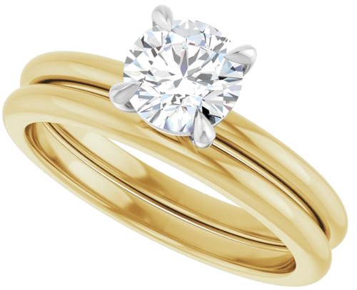 14K Yellow White 6 mm Round Solitaire Engagement Ring Mounting (10)