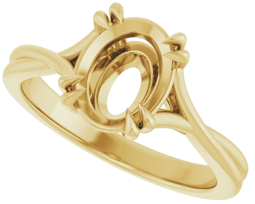 14K Yellow 9x7 mm Oval Solitaire Engagement Ring Mounting (5)