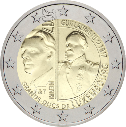 2017 Luksemburga Gijoms III 2 eiro monēta (1)