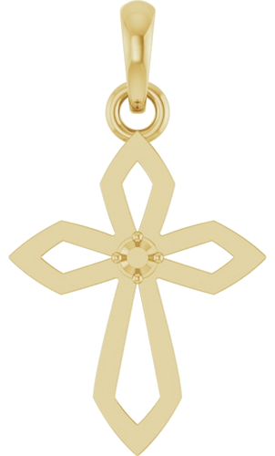 Pakabukas „Accented Cross“ 585 Geltonojo Aukso Round 1.5mm (1)